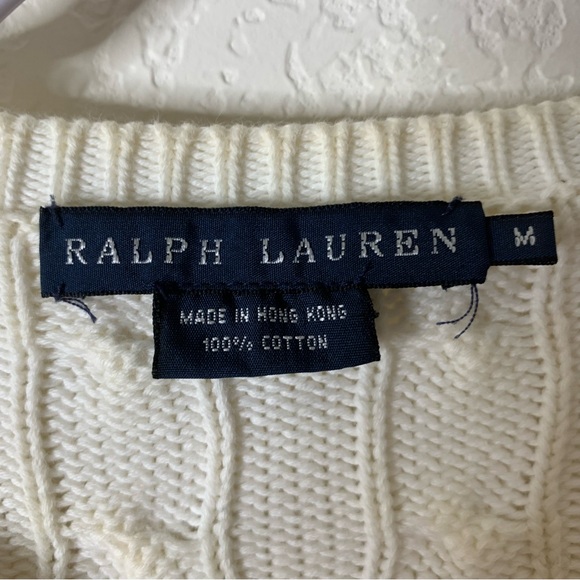 Ralph Lauren Cable-Knit Short-Sleeve Cardigan M - Picture 7 of 9